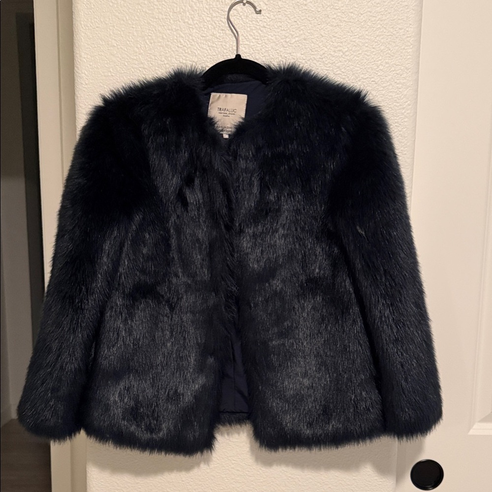 Talbots Women's Black Faux Fur Teddy Jacket